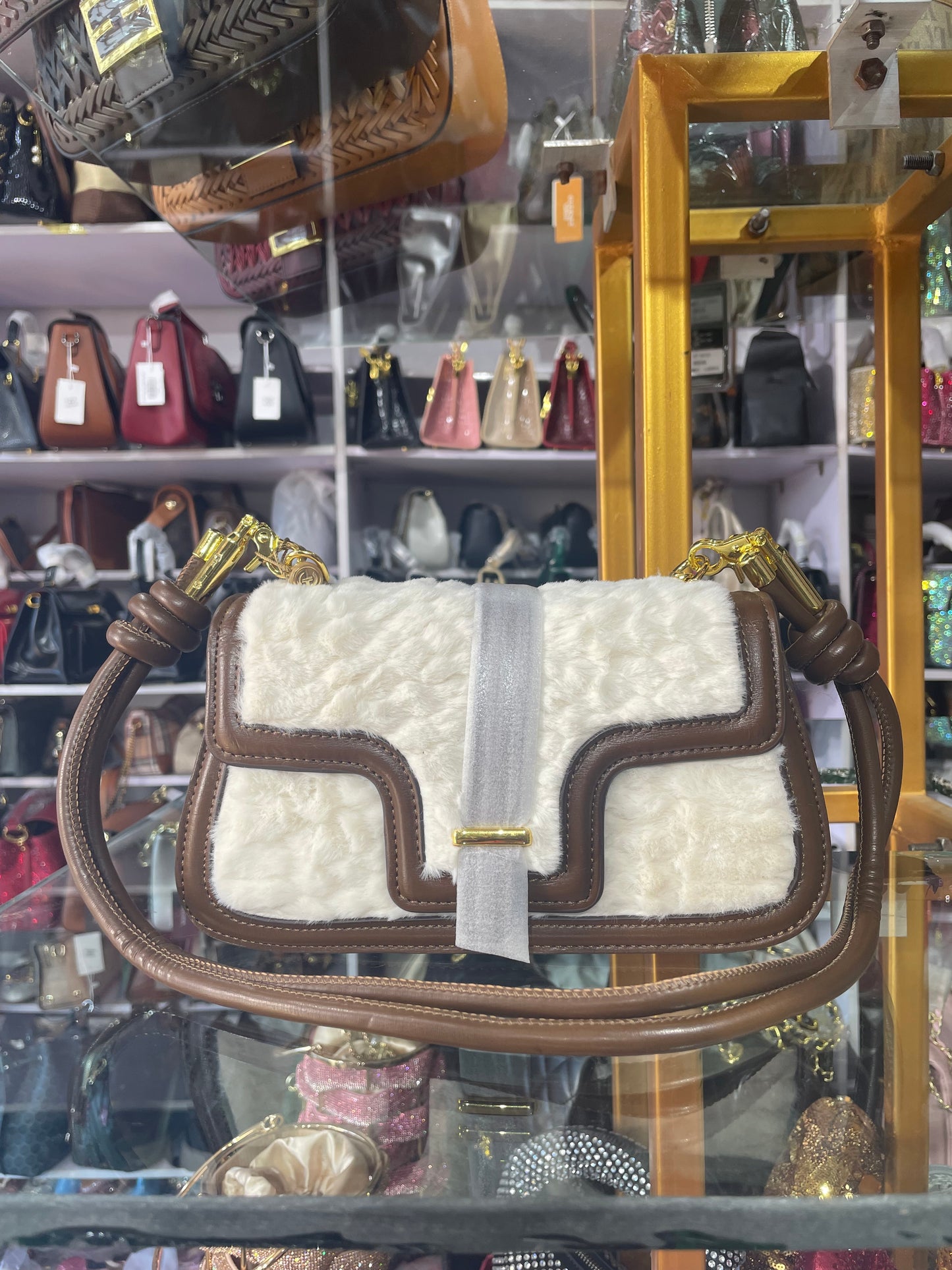 TWO TONED FUR BAG 1618