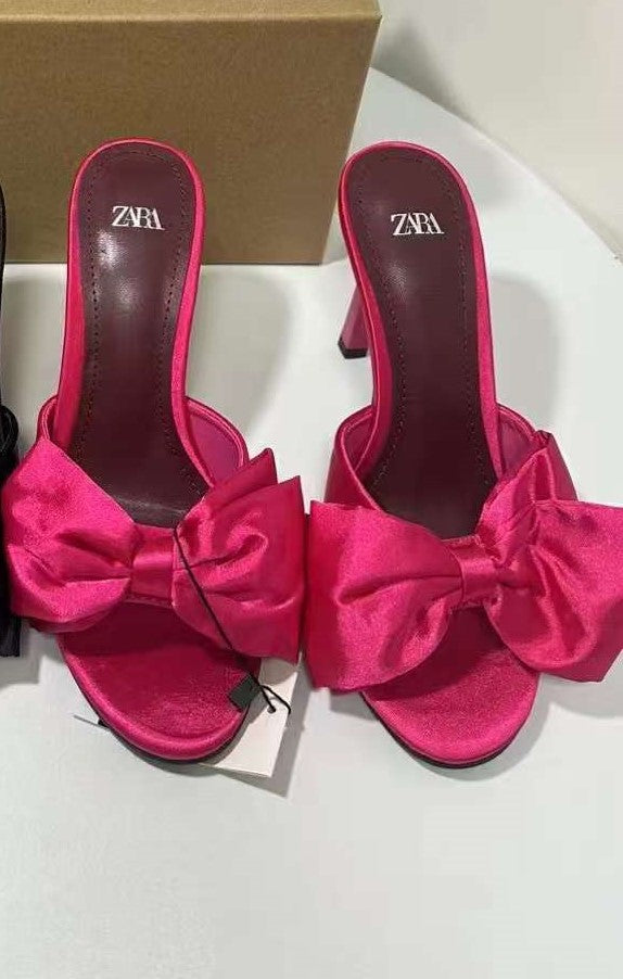 Zara New In Heel PINK BOW TIE