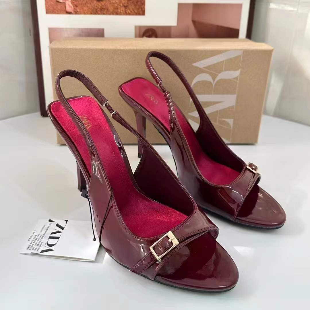 Buckle Heel Sandals-3W086