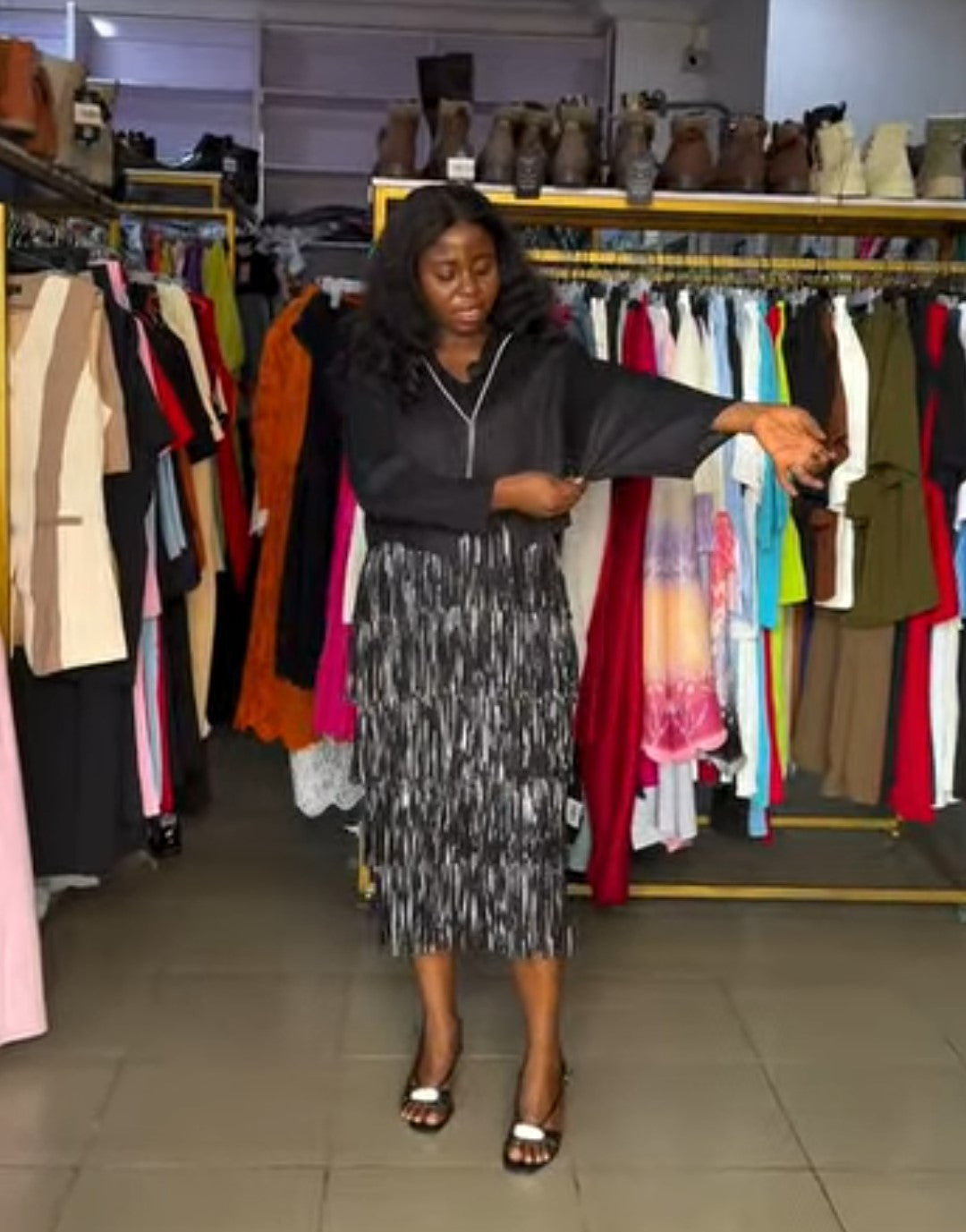 BLACK FRINGE DRESS 1009