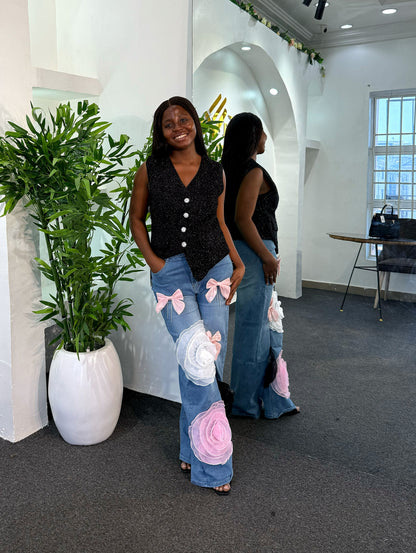 BOW ROSE DENIM
