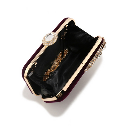 Velvet Stoned Clutch Bag