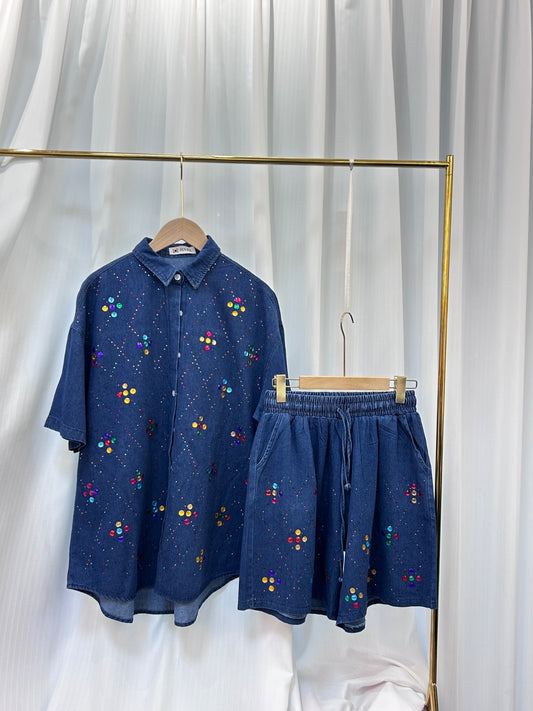 Tiny stoned denim 2piece