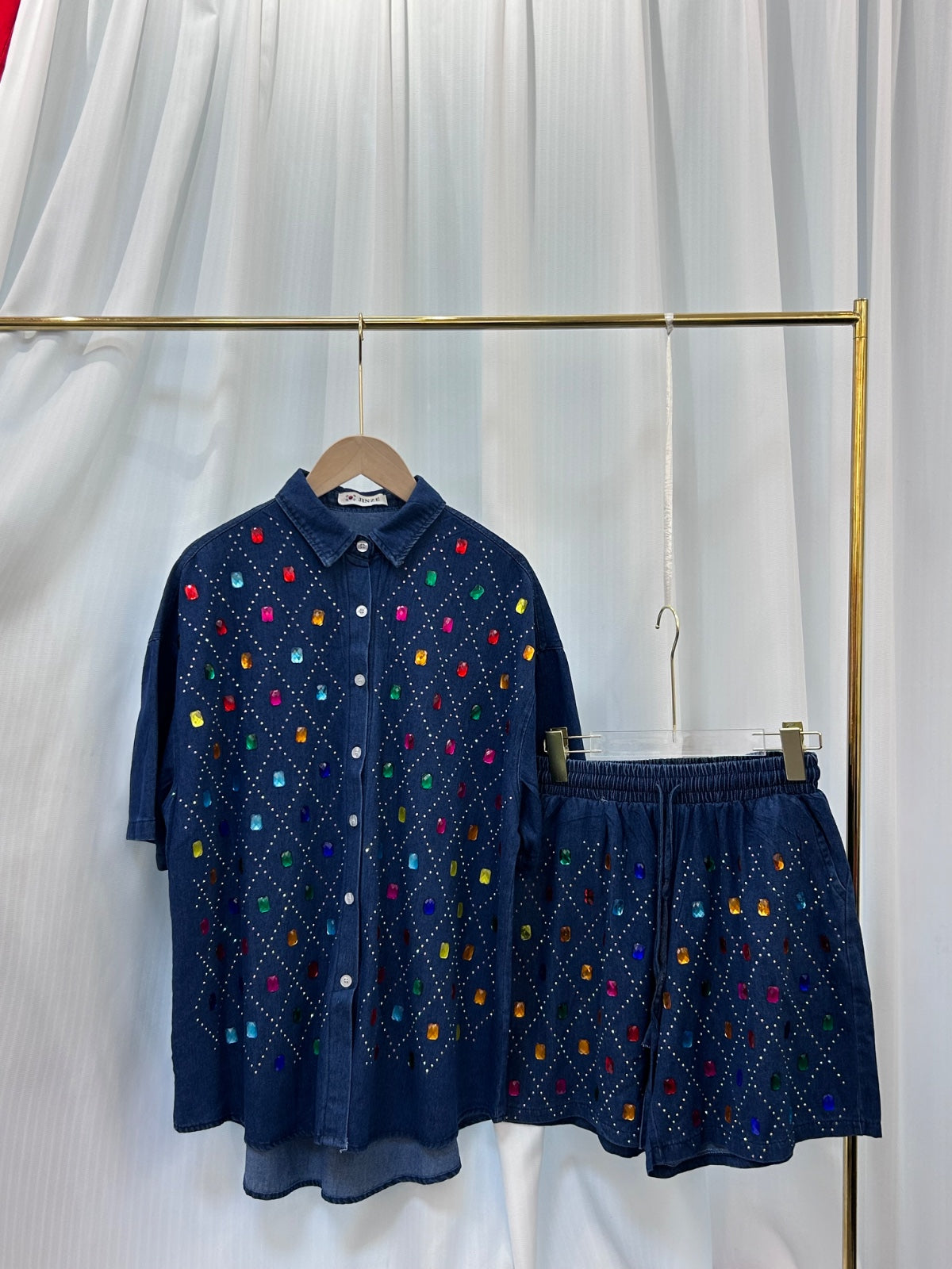 Stoned denim 2piece set