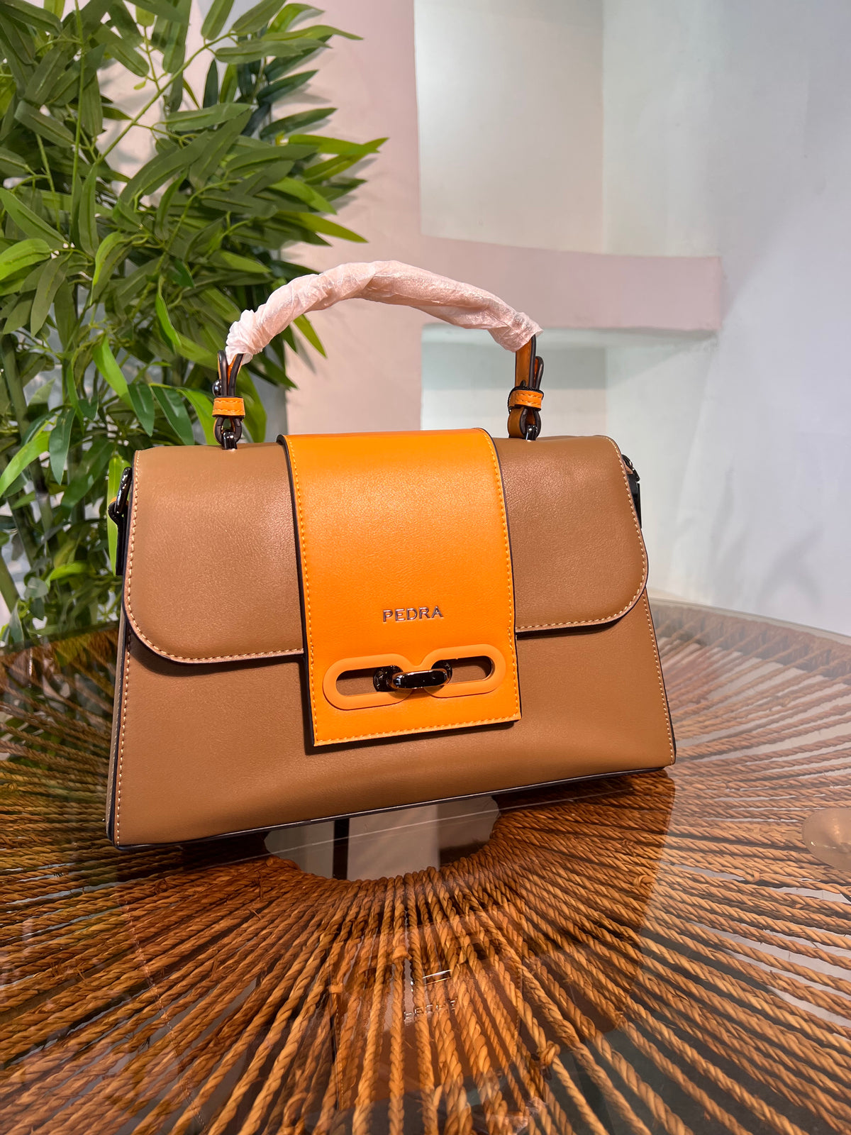PEDRA TWO-TONED FLAP HANDBAG