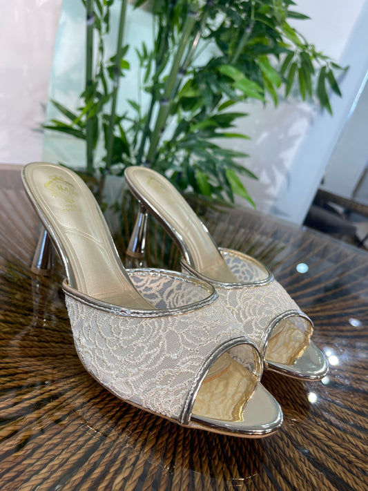 RED MANTIS LACE OPEN TOE MULES