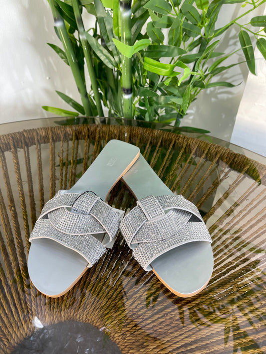 Zara Silver Stone Slippers  ZAR-001
