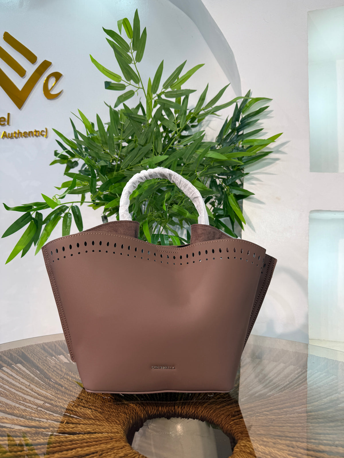 CHRISBELLA LASER-CUT BUCKET BAG