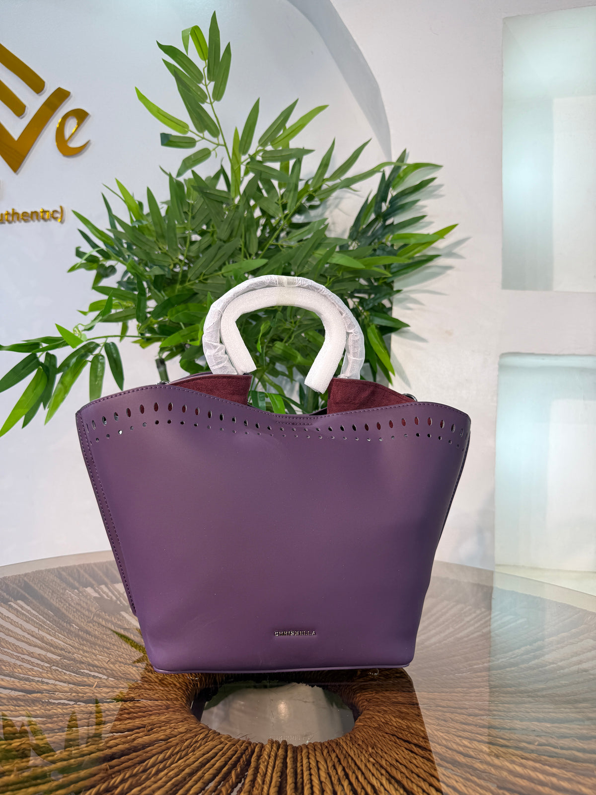 CHRISBELLA LASER-CUT BUCKET BAG