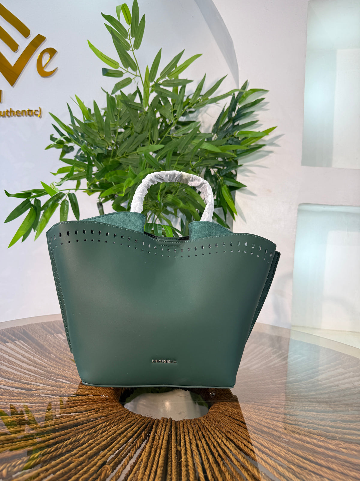 CHRISBELLA LASER-CUT BUCKET BAG