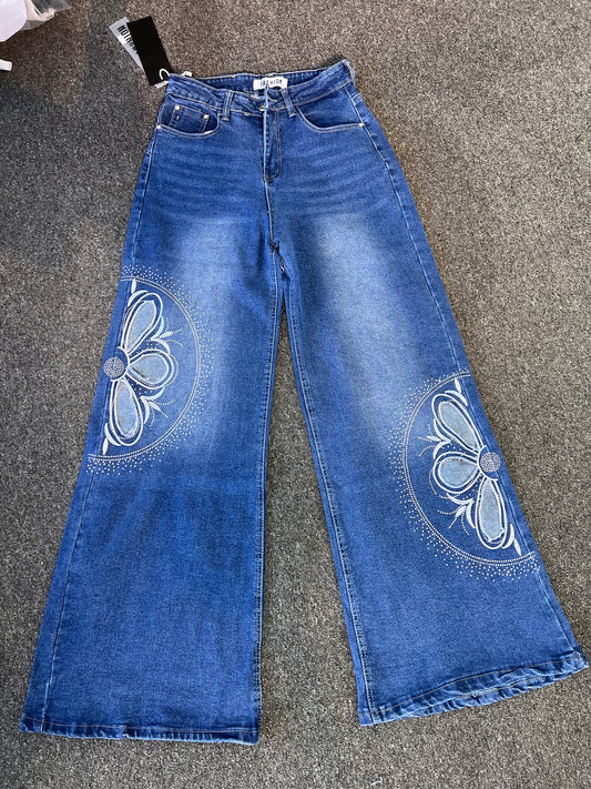 STARLIGHT FLOWER WIDE LEG JEAN