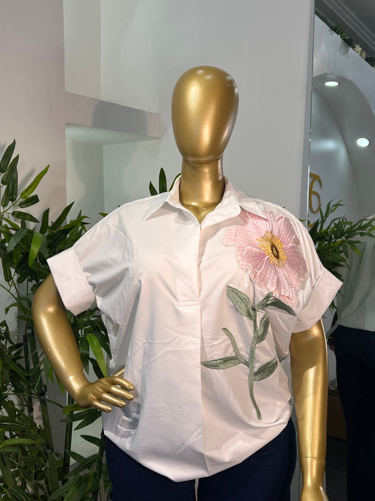 EMBROIDED FLOWER SHIRT