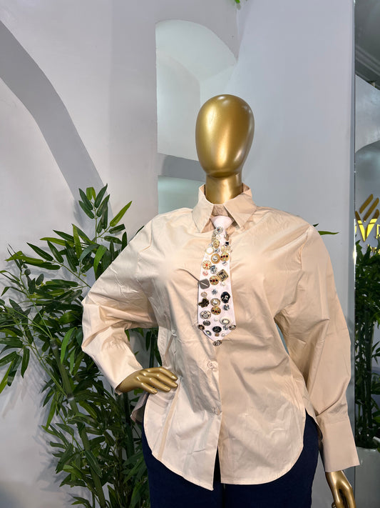 Y2K BROOCH TIE SHIRT