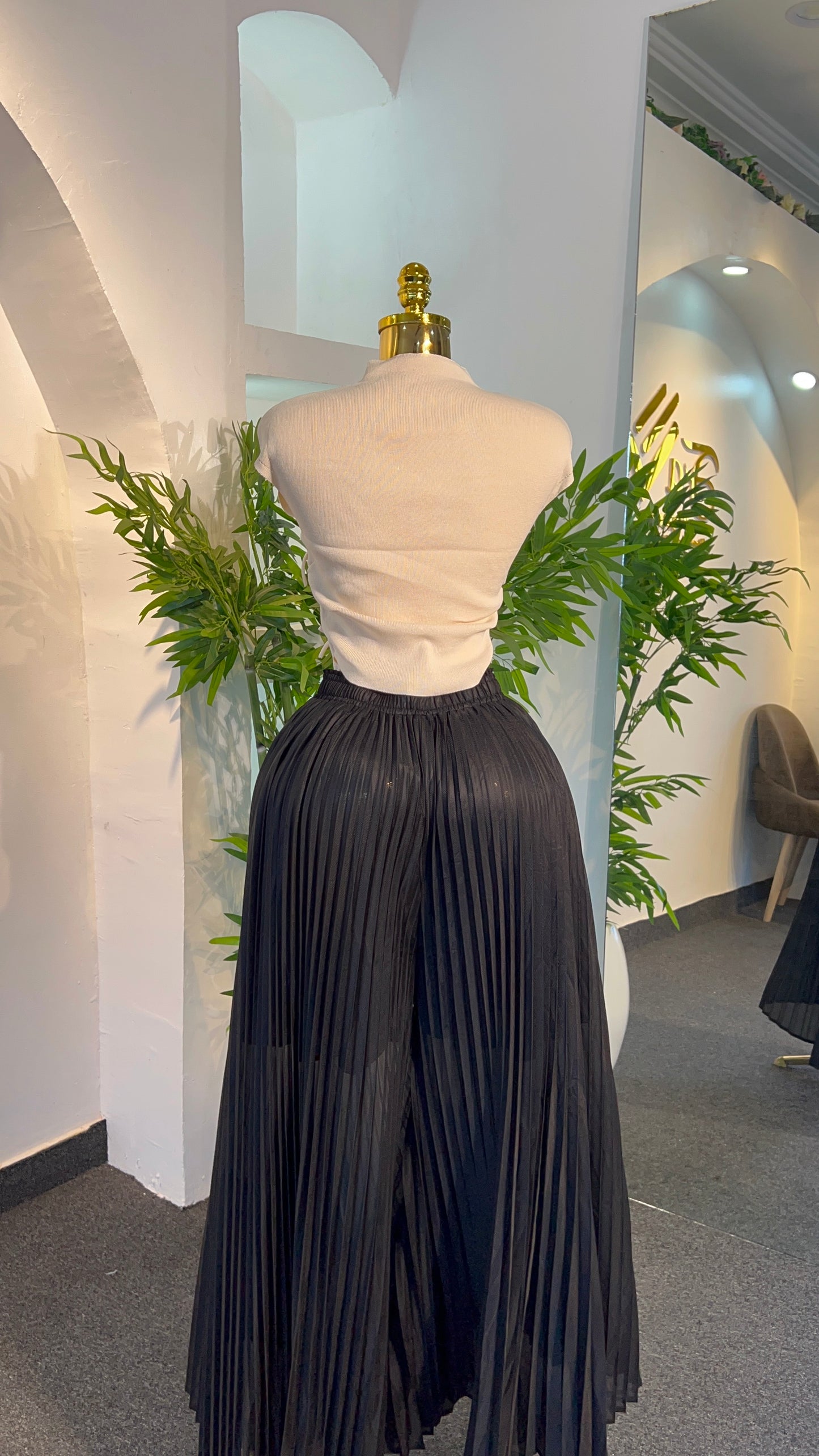 Pleated Wide-leg Palazzo Pant