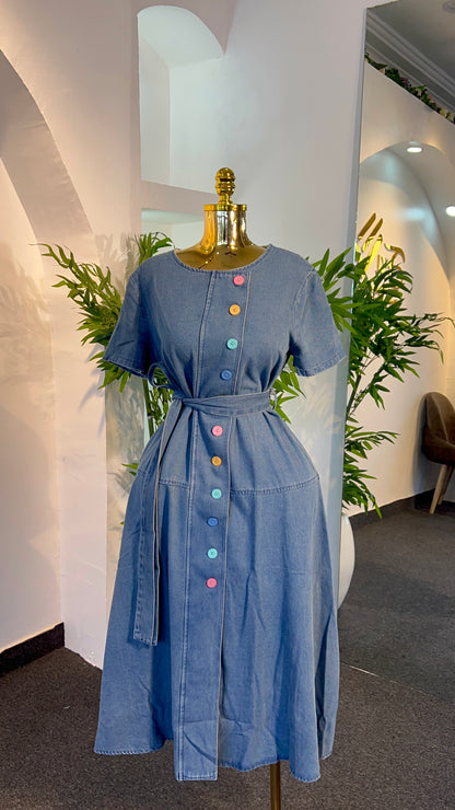 BUTTON DENIM DRESS