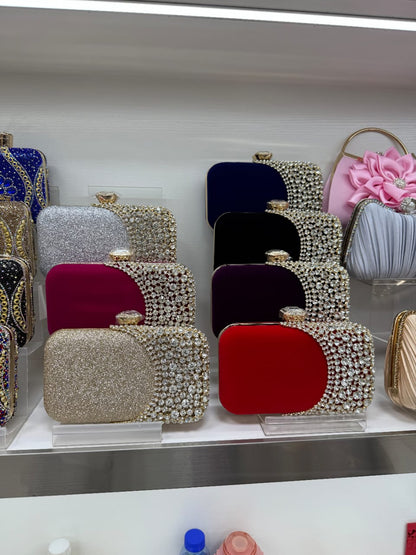 Velvet Stoned Clutch Bag