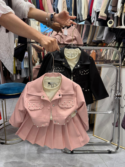 Short pleated skirt 3piece