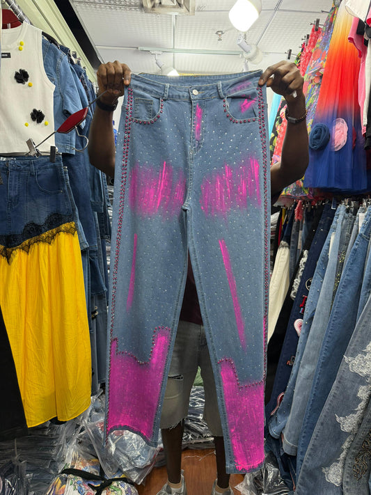 Pink design jean 2024